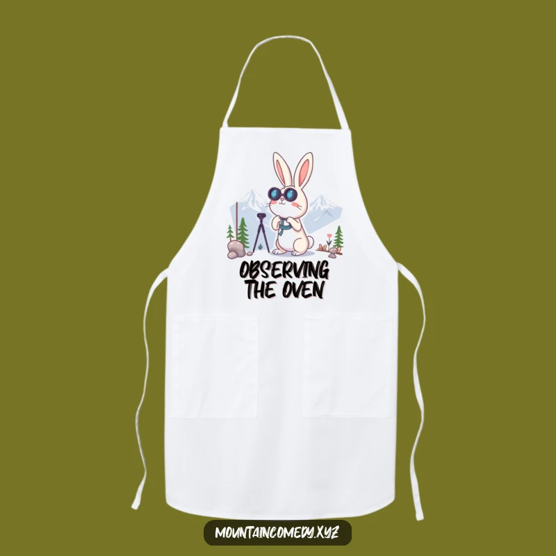 Funny Rabbit Binoculars Apron: Hilarious Kitchen Observer Gift