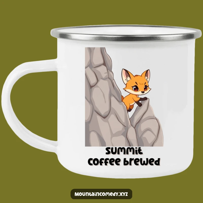 Funny Fox Cub Climbing Camping Mug: Hilarious Outdoor Adventure Gift