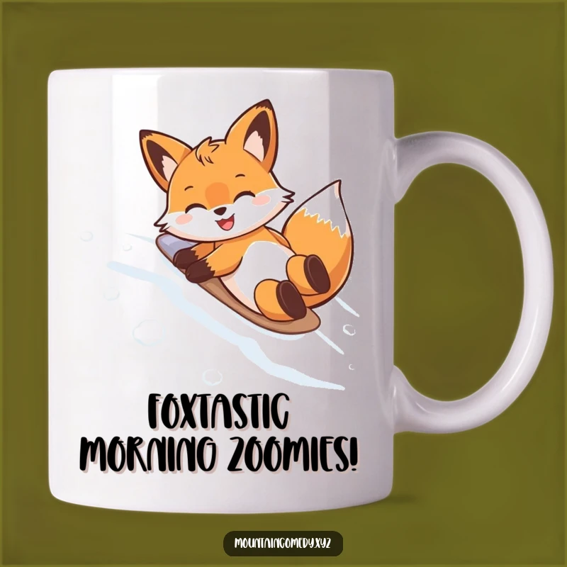 Funny Fox Belly Slide Mug: A Hilarious Snowy Adventure for Ski Enthusiasts
