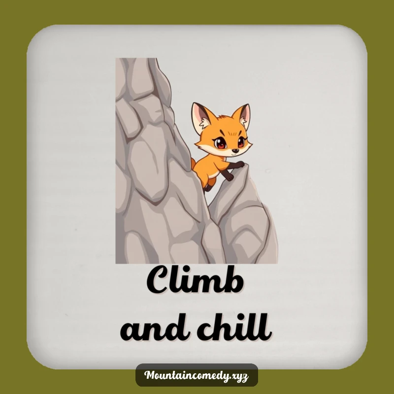 Funny Fox Cub Climbing Coaster Set: Hilarious Protection for Determined Drinkers