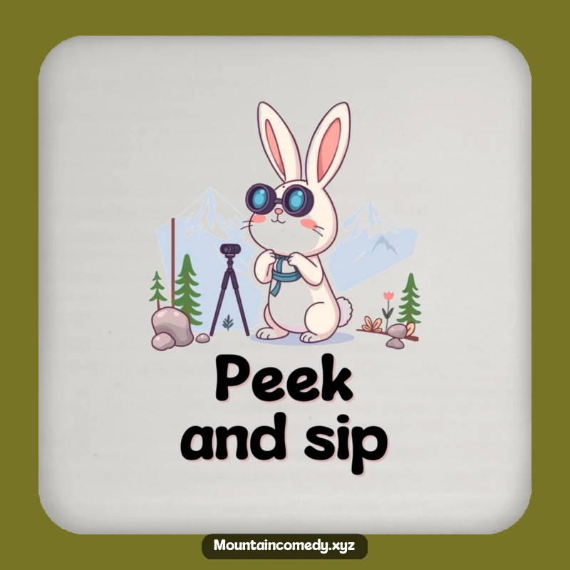 Funny Rabbit Binoculars Coaster Set: Hilarious Protection for Curious Homes