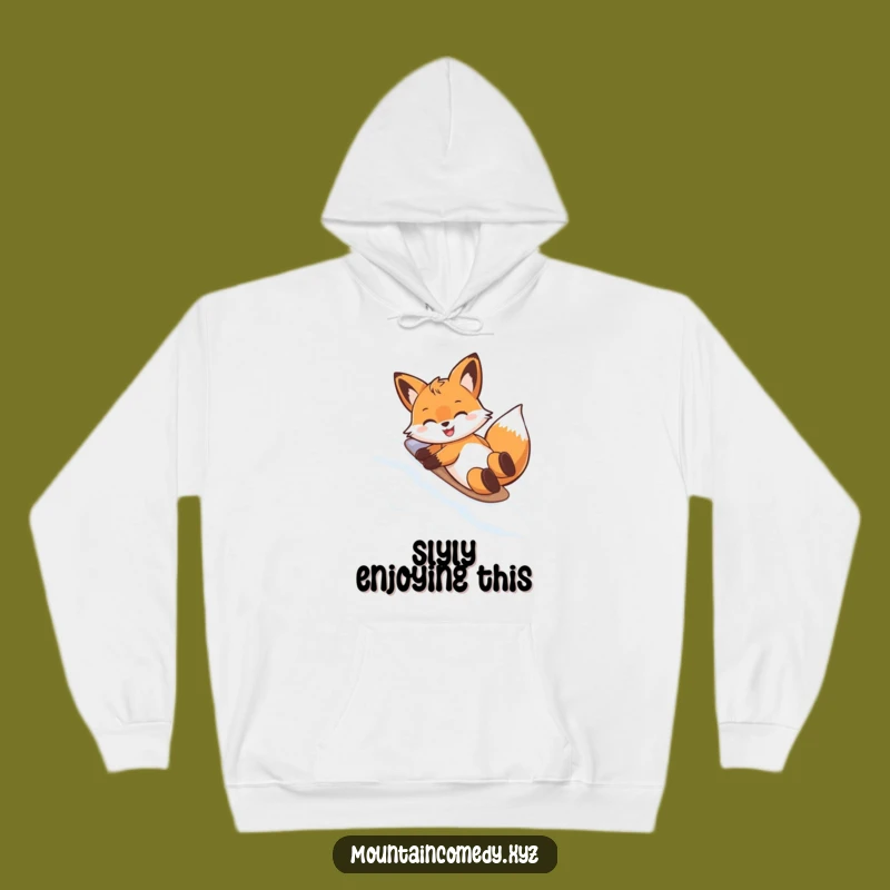 Cozy Funny Fox Belly Slide Hoodie: Stay Warm While Enjoying This Hilarious Winter Scene