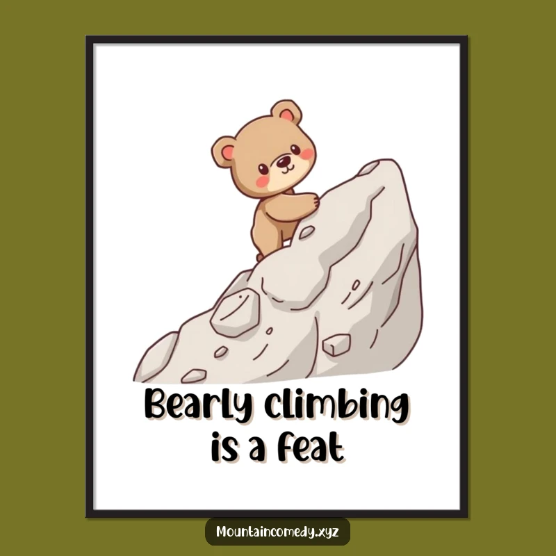 Free Printable Bear Cub Art: Mountain Climb, Downloadable Inspirational Wall Decor