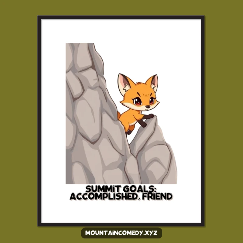 Free Printable Fox Art: Determined Climber Mountain Downloadable Decor Gift