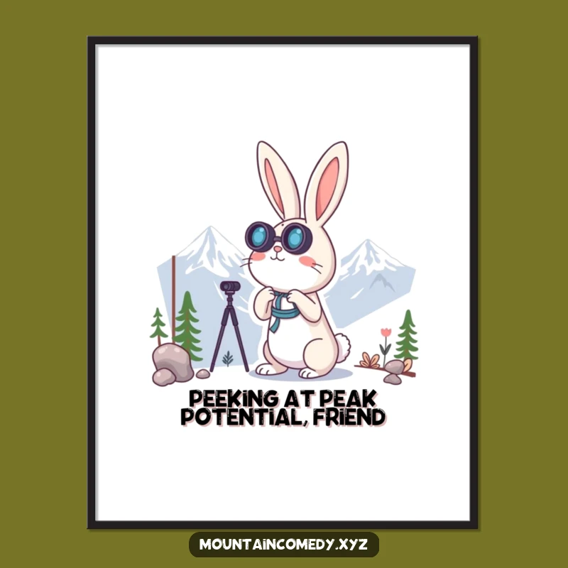 Free Printable Rabbit Art: Curious Observer Mountain Downloadable Decor Gift