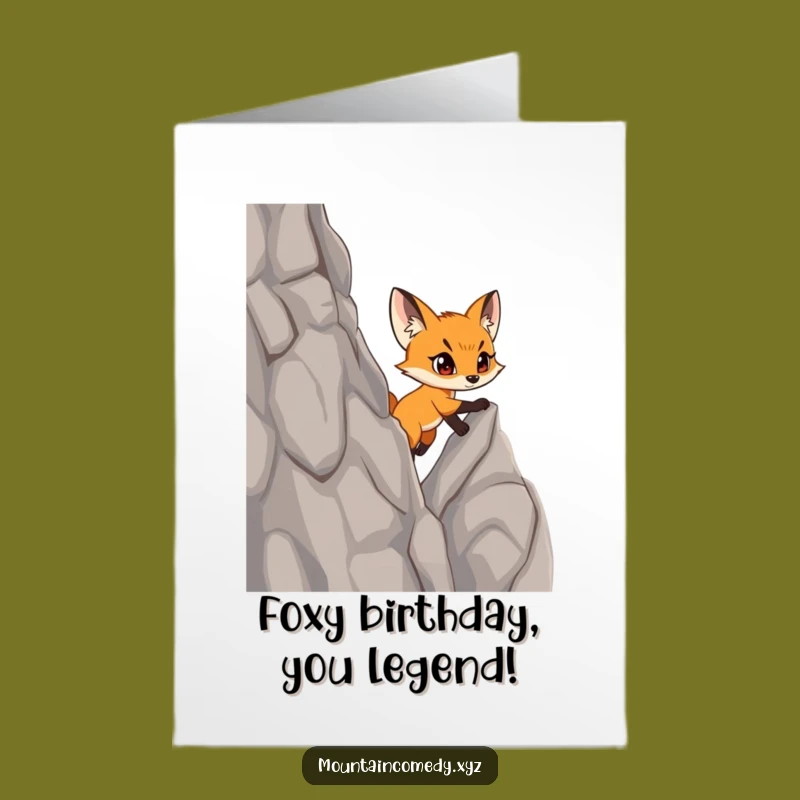 Free Printable Fox Birthday Card: Determined Cub Climbing Achievement Downloadable
