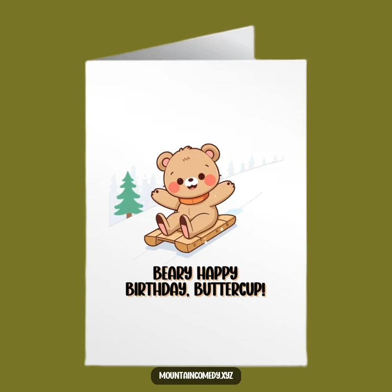Free Printable Bear Cub Birthday Card: Funny Sliding Cub Downloadable Gift