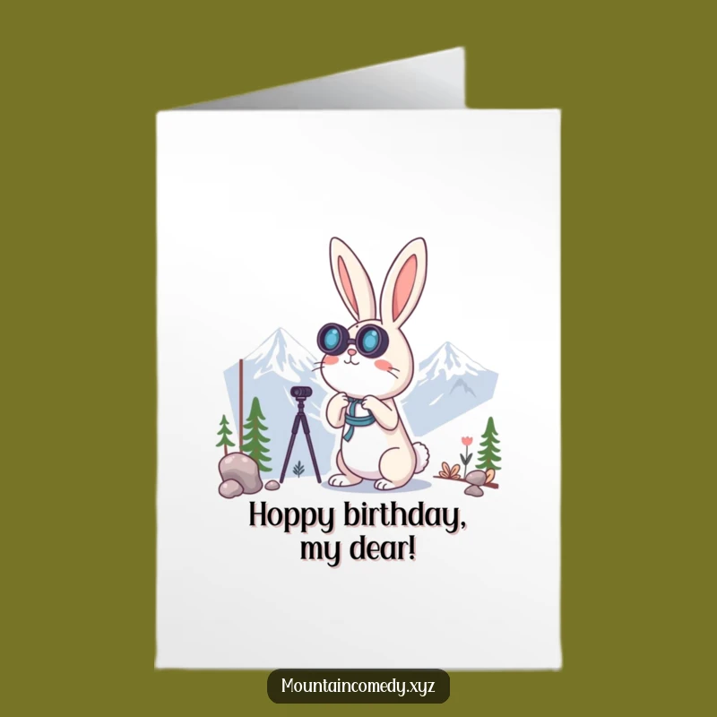 Free Printable Rabbit Birthday Card: Curious Explorer Downloadable Funny Gift