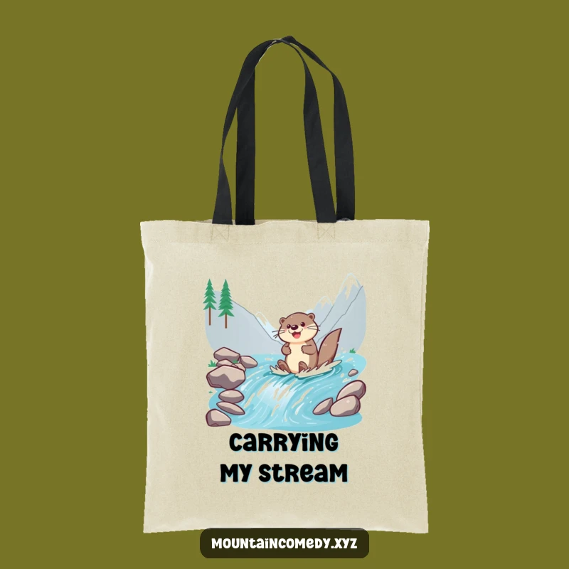 Funny Otter Paddling Tote Bag: Hilarious Stream Adventure Carry-All Gift